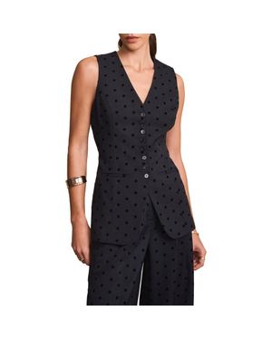 Mint Velvet Polka Dot Longline Waistcoat - Black