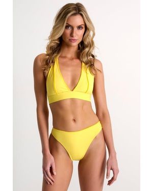 Shan Brazilian Bikini Bottom With Frayed Details - Orange