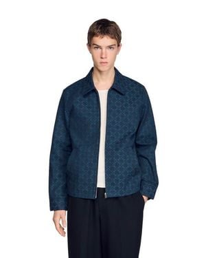 Sandro Square Cross Denim Jacket - Blue