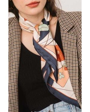 Lost Pattern Camellia Silk Square Bandana - Metallic