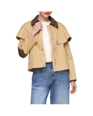 Avec Les Filles Crop Cape Trench Jacket - Natural