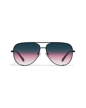 Quay High Key 64Mm Gradient Oversize Aviator Sunglasses - Blue