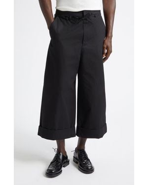 Jacquemus Le Pantalon Marin Belted Cotton Poplin Wide Leg Pants - Black