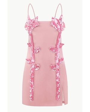 Malva Florea Floral Sequin Appliques Mini Dress - Pink