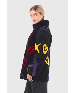 Gorski Shearling Lamb Zip Short Jacket - Blue