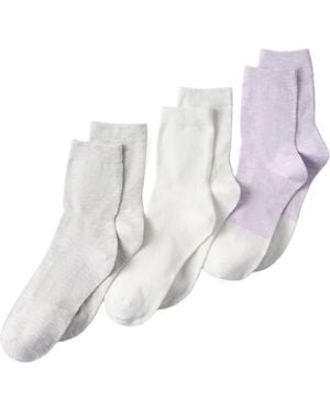 Lands' End 3-Pack Summerweight Slub Midi Socks - White