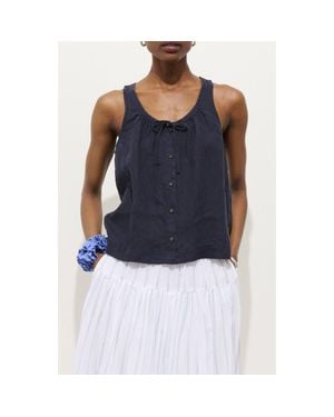 Alex Mill Sidney Sleeveless Linen Button-Up Top - Blue