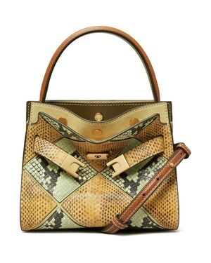 Tory Burch Small Lee Radziwill Diamond Exotic Leather Double Bag - Metallic