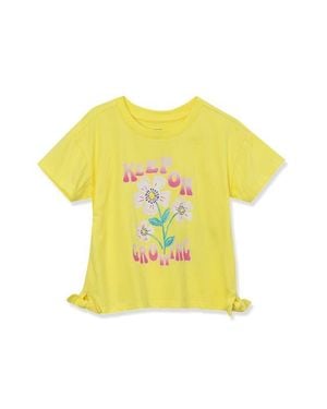 Lands' End Girls Short Sleeve Side Tie Graphic Tee - Yellow