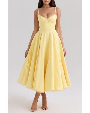 House Of Cb Debutante Cap-Sleeve Backless Satin Midi Dress in Black | Lyst