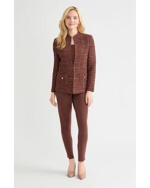 Misook Tailored Tonal Ribbon Knit Jacket - Brown
