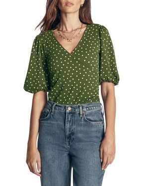 Boden Ruched Short Sleeve Wrap Top - Green