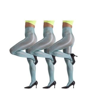 LECHERY 5-Pack Glossy Semi-Sheer Opaque Ladder Resistant Party Evening Tights For - Blue