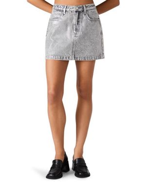 Steve Madden Beck Metallic Coated Denim Mini Skirt - Blue