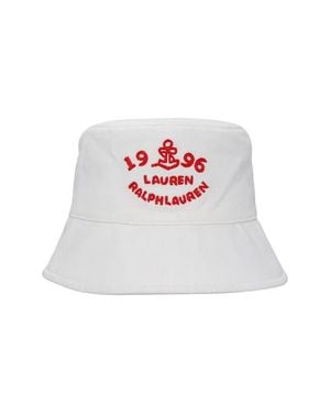 Ralph Lauren Embroidered Logo Bucket Hat - White