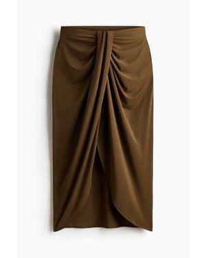 H&M Draped Jersey Skirt - Brown