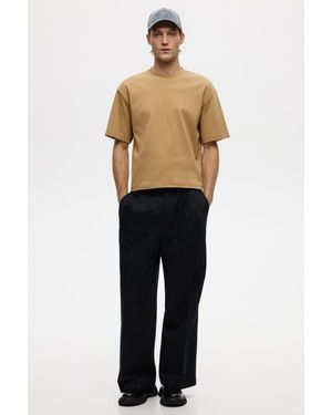 H&M Loose-Fit Linen-Blend Pants - Blue