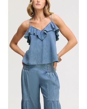 Sam Edelman Ruffle Tie Strap Camisole - Blue