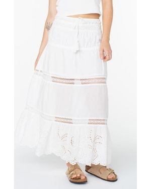 Roxy Castaway Embroidered Cotton Maxi Skirt - White