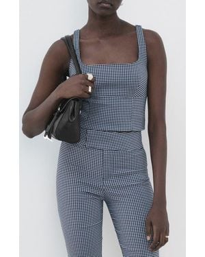 Mango Victoria Gingham Top - Blue