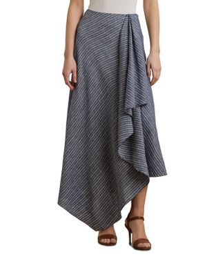 Ralph Lauren Stripe Handkerchief Hem A-Line Linen Skirt - Gray