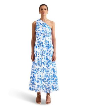 Ro&zo One Shoulder Maxi Dress - Blue