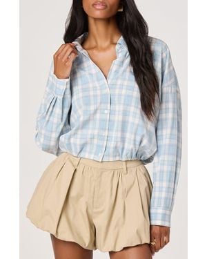 Astr Jensen Plaid Woven Shirt - Blue