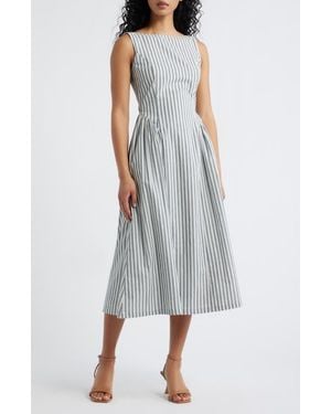 Lulus Olea Stripe Midi Dress - Gray