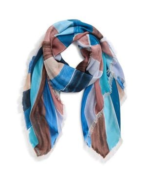Echo Painted Chevron Print Silk Square Scarf - Blue