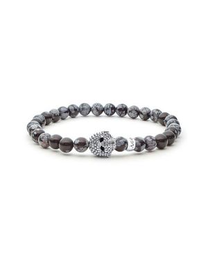 Lagos Anthem Snowflake Obsidian Skull Stretch Bracelet - Multicolor
