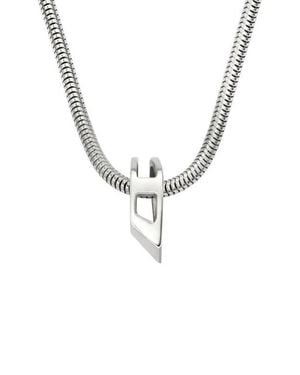 DIESEL D Logo Ring Pendant Necklace - Metallic