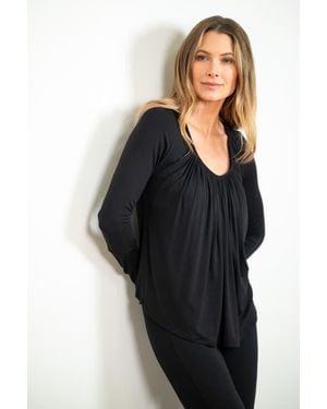 JJwinks Full Moon Built-In Shelf Lounge & Sleep Long Sleeve Top - Black
