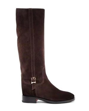 Santoni Suede Riding Boot - Brown