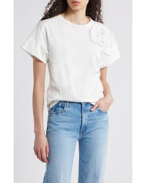 NIKKI LUND Celine Flower Appliqué Top - Blue