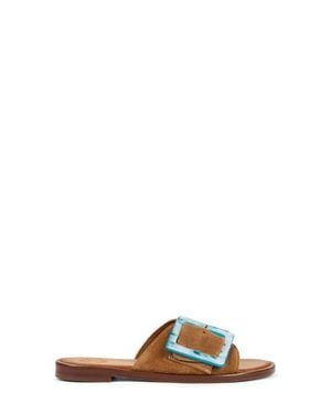 Penelope Chilvers Biarritz Buckle Leather Slide Sandal - Natural