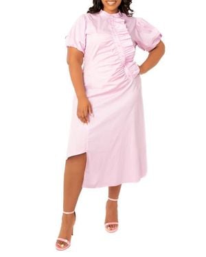 Buxom Couture Asymmetric Ruffle Dress - Pink