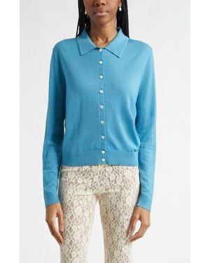 Sandy Liang Ley Merino Wool Cardigan - Blue