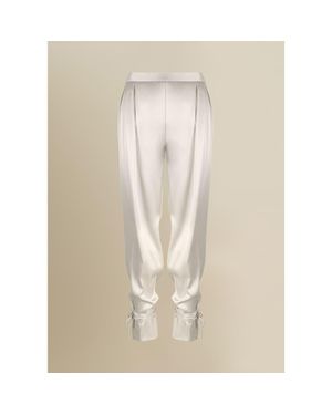 Contessa Mills Mane Shiny Triacetate Loose-Fitting Pants - Natural
