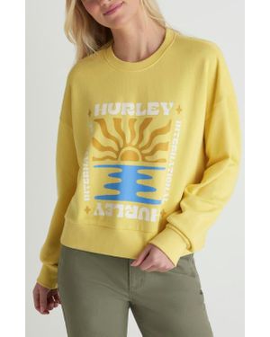 Hurley Living Peace Boxy Cotton Terry Graphic Sweatshirt - Yellow