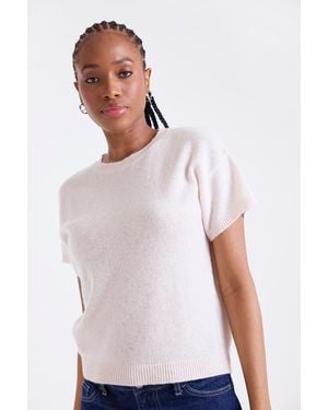 1982 Esme Short Sleeve 100% Cashmere Top - White