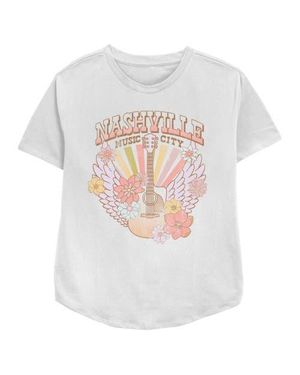 Lost Gods Distressed Nashville Music City Graphic T-Shirt - White