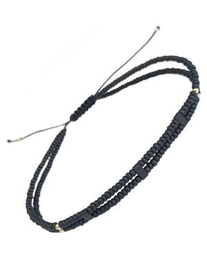 Jan Leslie Double Strand Micro Bead Wax Pull Cord Sterling Bracelet - Blue