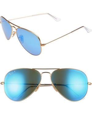 Ray-Ban 58Mm Polarized Aviator Sunglasses - Blue
