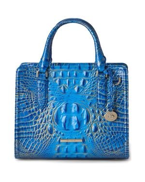 Brahmin Cami Croc Embossed Leather Satchel - Blue
