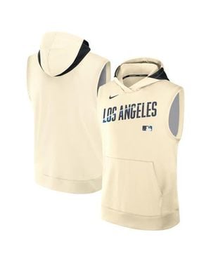 Nike Los Angeles Dodgers Authentic Collection City Connect Performance Sleeveless Pullover Hoodie - Natural