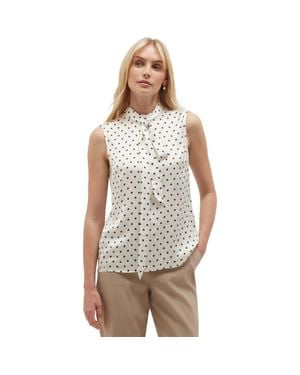 Hobbs Natasha Tie-Neck Polka Dot Blouse - Gray