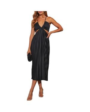 Vici Collection Hollywood Dreams Pleated Tie Back Dress - Black