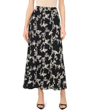 Vince Camuto Embroidered Floral A-Line Maxi Skirt - Black