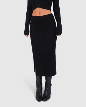 Belle & Bloom All My Life Knit Midi Skirt - Black