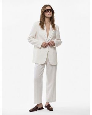 Koton Mid Rise Linen Blend Wide Leg Pants - White
